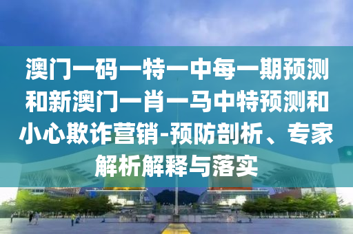 澳門一碼一特一中每一期預測和新澳門一肖一馬中特預測和小心欺詐營銷-預防剖析、專家解析解釋與落實