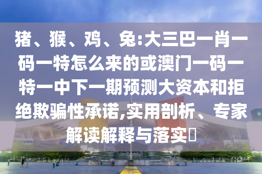 豬、猴、雞、兔:大三巴一肖一碼一特怎么來的或澳門一碼一特一中下一期預(yù)測大資本和拒絕欺騙性承諾,實用剖析、專家解讀解釋與落實?